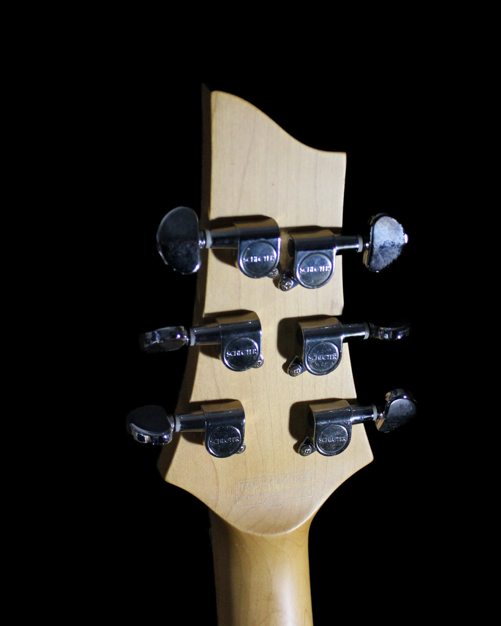 Schecter C6 FR Deluxe electric guitar with a sleek black body and maple fretboard, featuring double-cutaway design and Floyd Rose tremolo.