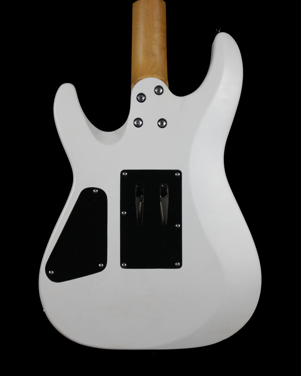 Schecter C6 FR Deluxe electric guitar with sleek black finish and Floyd Rose tremolo system, showcasing its modern design and hardware.