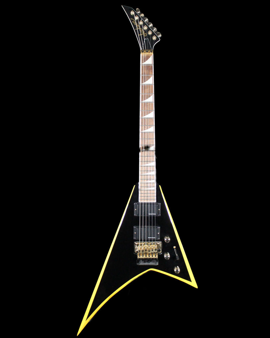CDS Guitars Jackson RRX24 Rhoads electric guitar with black finish and sleek double-cutaway body, shown in a close-up shot.