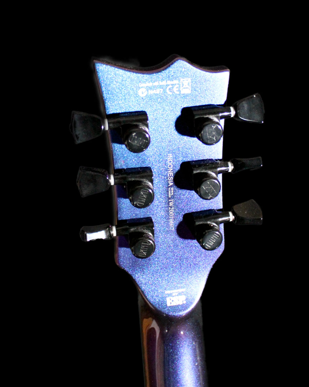 CDS Guitars ESP LTD EC-1000 electric guitar with sleek black finish and chrome hardware, shown from a front angle.