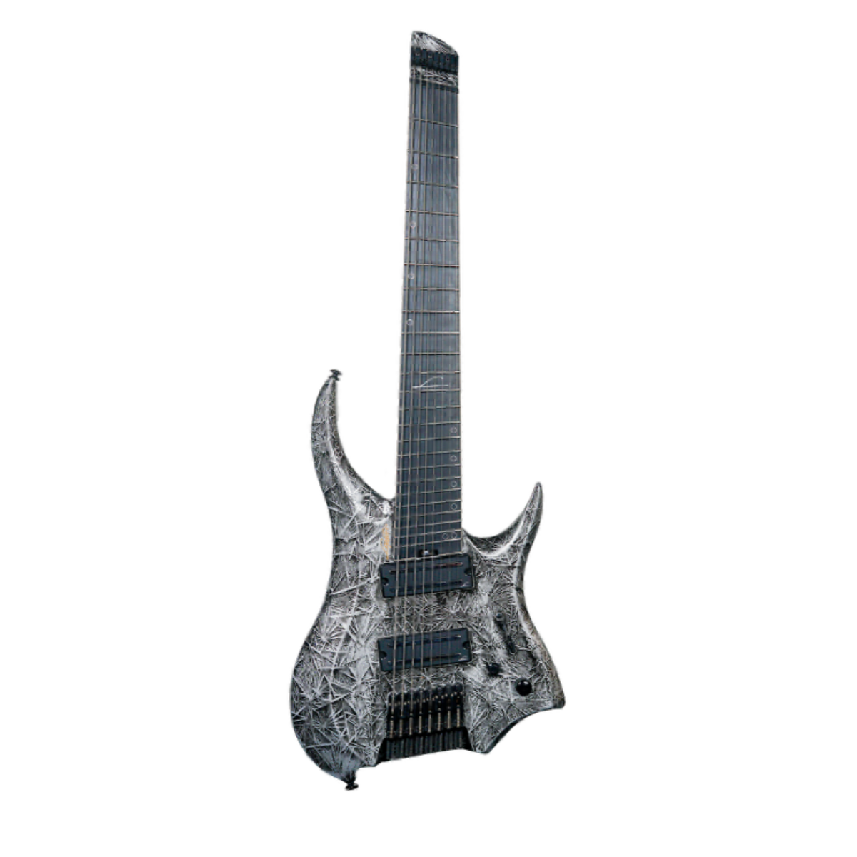 Musifacts Legator Revenant 6 electric guitar with sleek black finish and modern design, shown in a close-up shot.